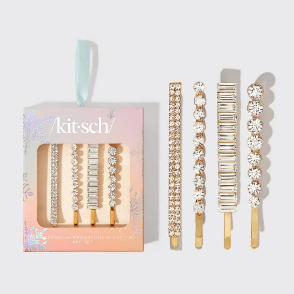 Kitsch All Dressed Up Rhinestone Bobby Pins 4pc Set (NWT)